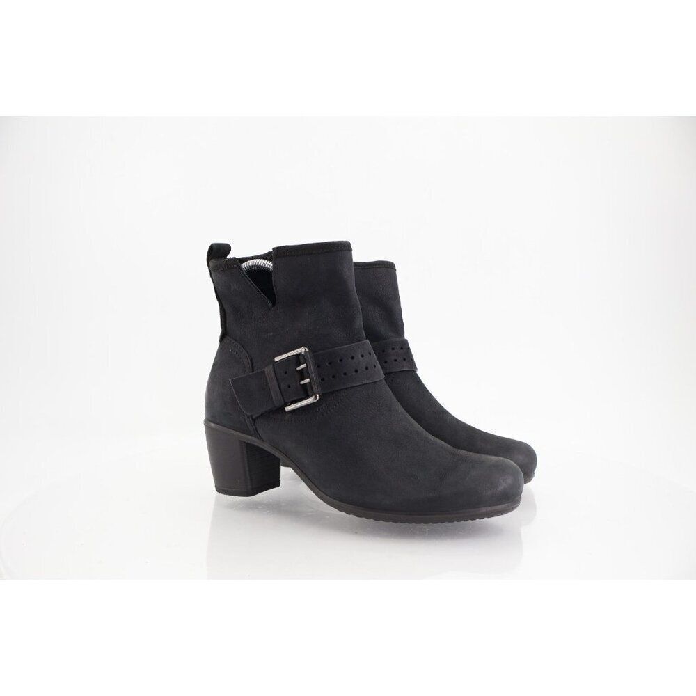 Ecco Women's Touch Boot Size 36 5 Black Leather Bootie Block Heel Comfy